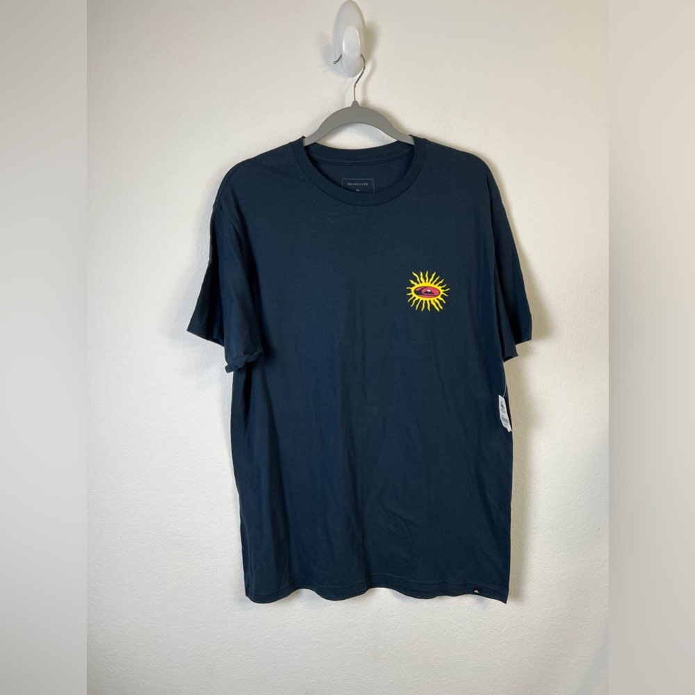 Quicksilver Navy Cotton Short Sleeve Tee Shirt Beach Vacation Swim